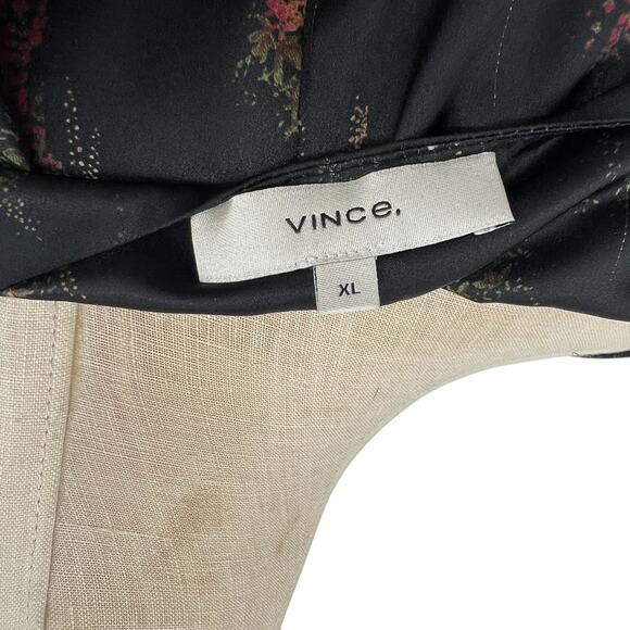 Vince Wisteria Wrap Dress Midi Satin Long Sleeve Black Size XL *Damaged - Picture 15 of 16